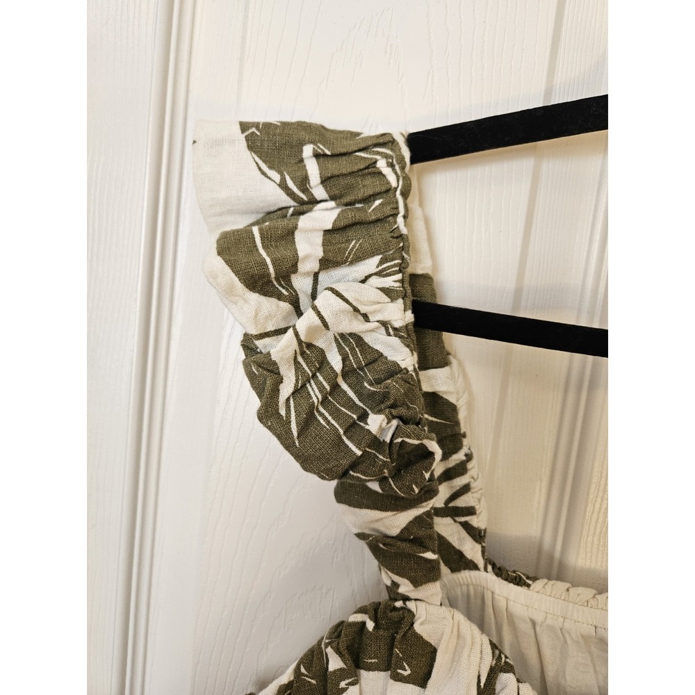 NWT Abercrombie & Fitch Tropical Leaf Print Pockets Babydoll Lined Mini Dress XL - Picture 3 of 10